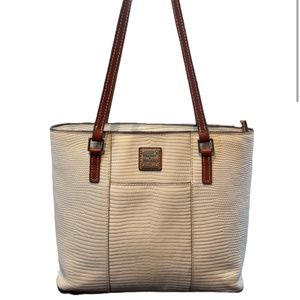 Dooney & Bourke Lexington Pebble Grain  Cream and Light Blue Shoulder Bag
